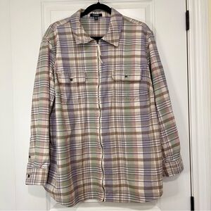 Chaps Spring color Plaid Long Sleeve Zipper flannel Shirt